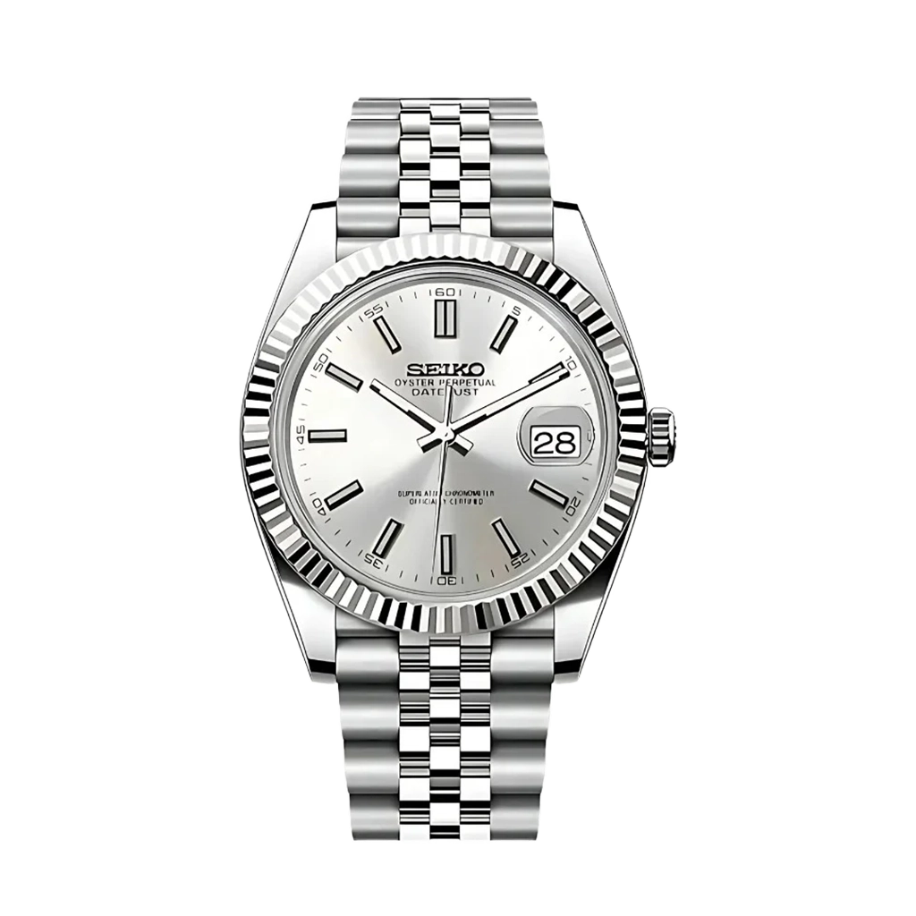 Seiko Mod Datejust – Cadran Blanc – Automatique NH35 – Verre Saphir