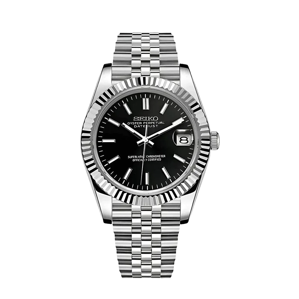 Seiko Mod Datejust – Cadran Noir – Automatique NH35 – Verre Saphir