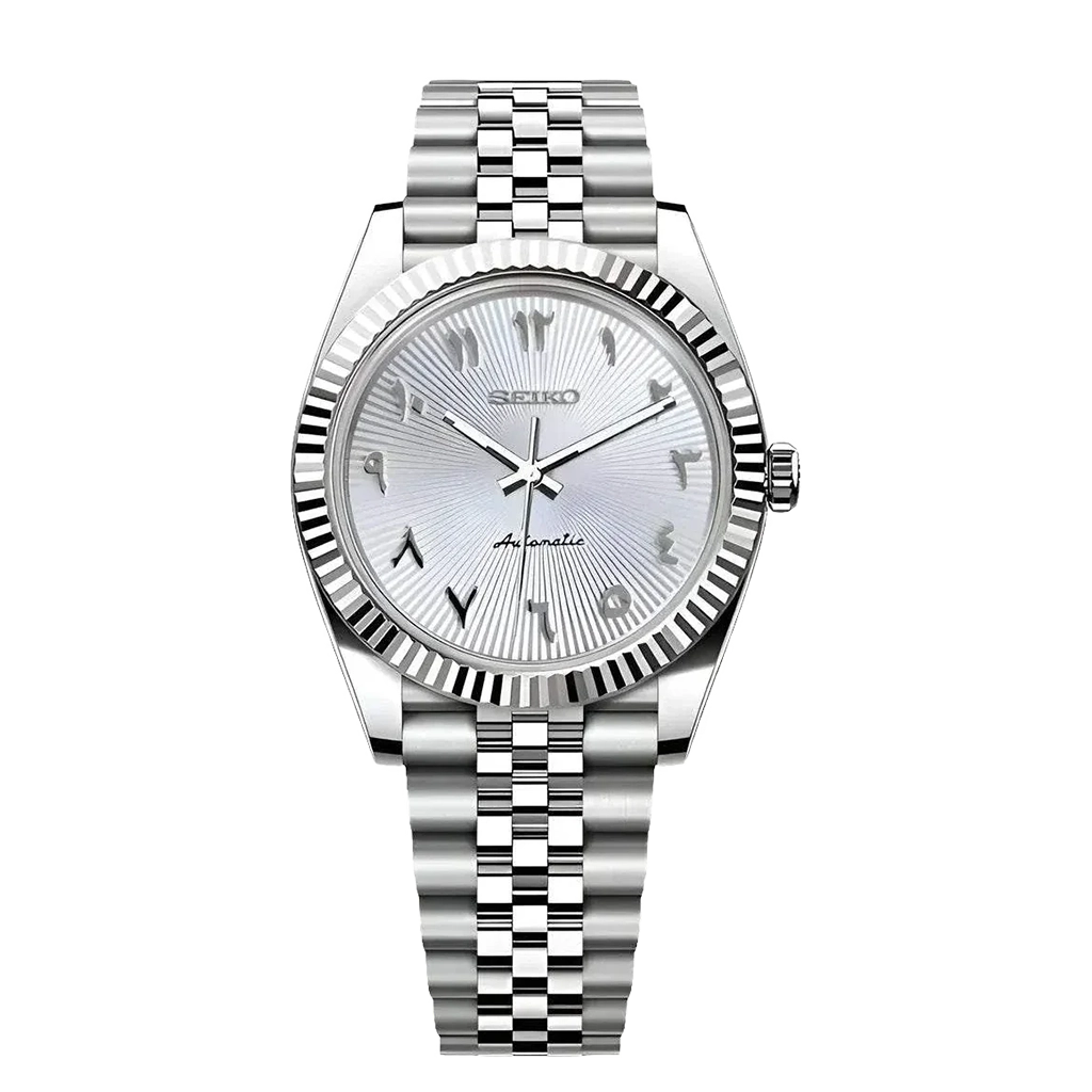 Seiko Mod Datejust – Chiffres Arabes – Pure Blanc – Automatique NH35 – Verre Saphir