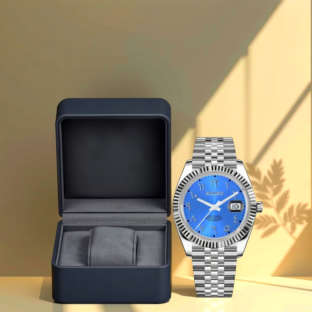 Seiko Mod - Datejust - Chiffre Arabe - élégance Marine avec Boite