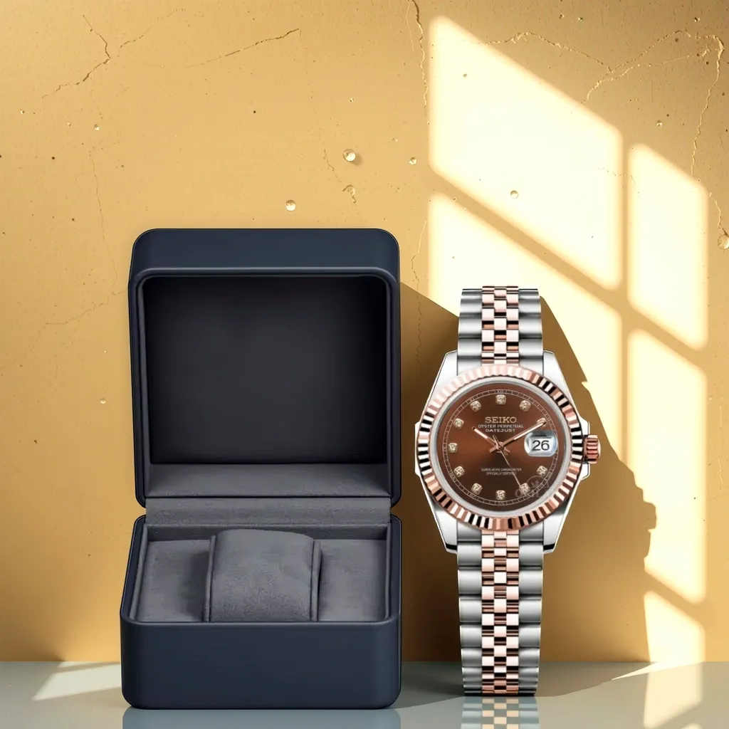 Seiko Mod Datejust Ultra Fine 26mm – NH05 – Bicolore Or RoseAcier – Cadran Marron Diamanté avec boite
