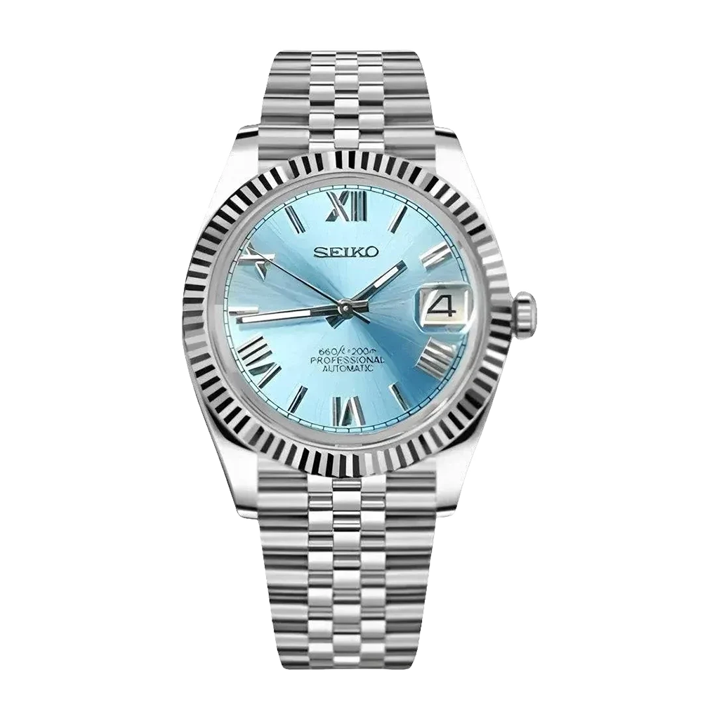 Seiko Mod Datejust – Chiffre Romain – Élégance Marine – Automatique NH35 – Verre Saphir