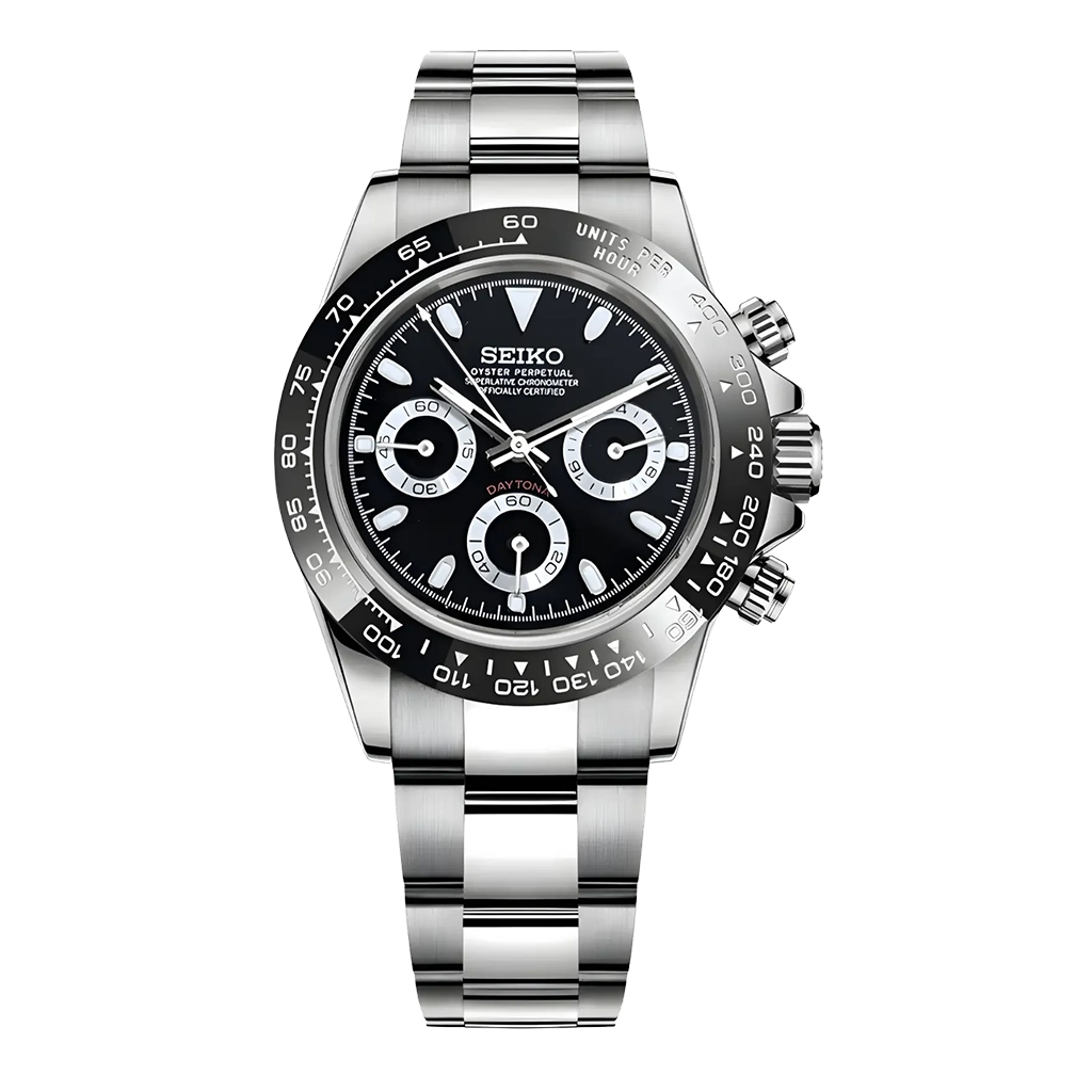 Seiko Mod Daytona – Black – Chronographe Automatique VK63 – Verre Saphir