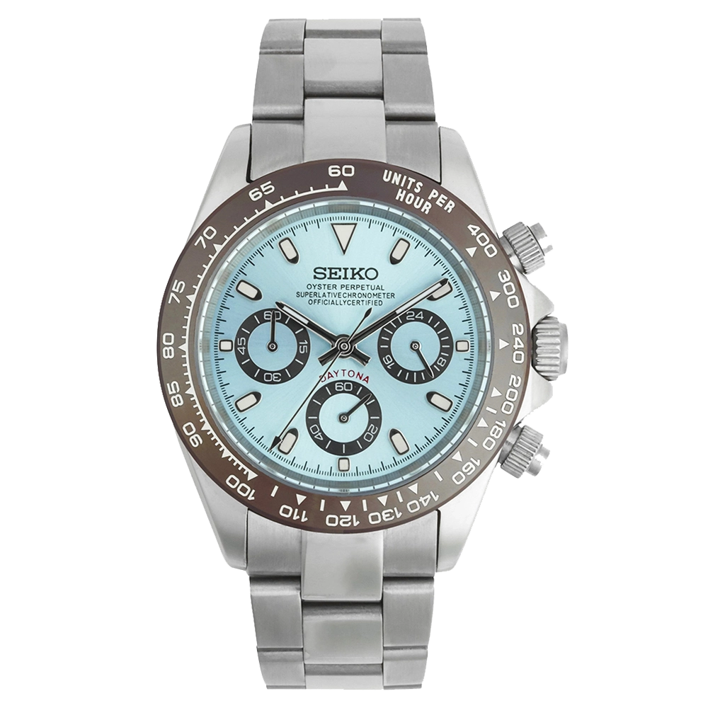 Seiko Mod Daytona - Ice Blue & Brown