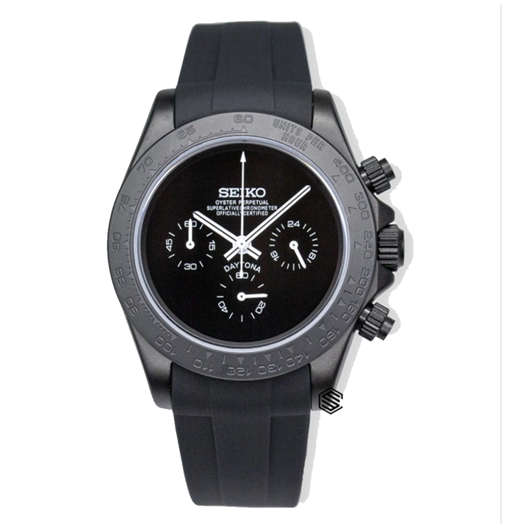 Seiko Mod Daytona – Matte Black – Chronographe VK63 – Verre Saphir