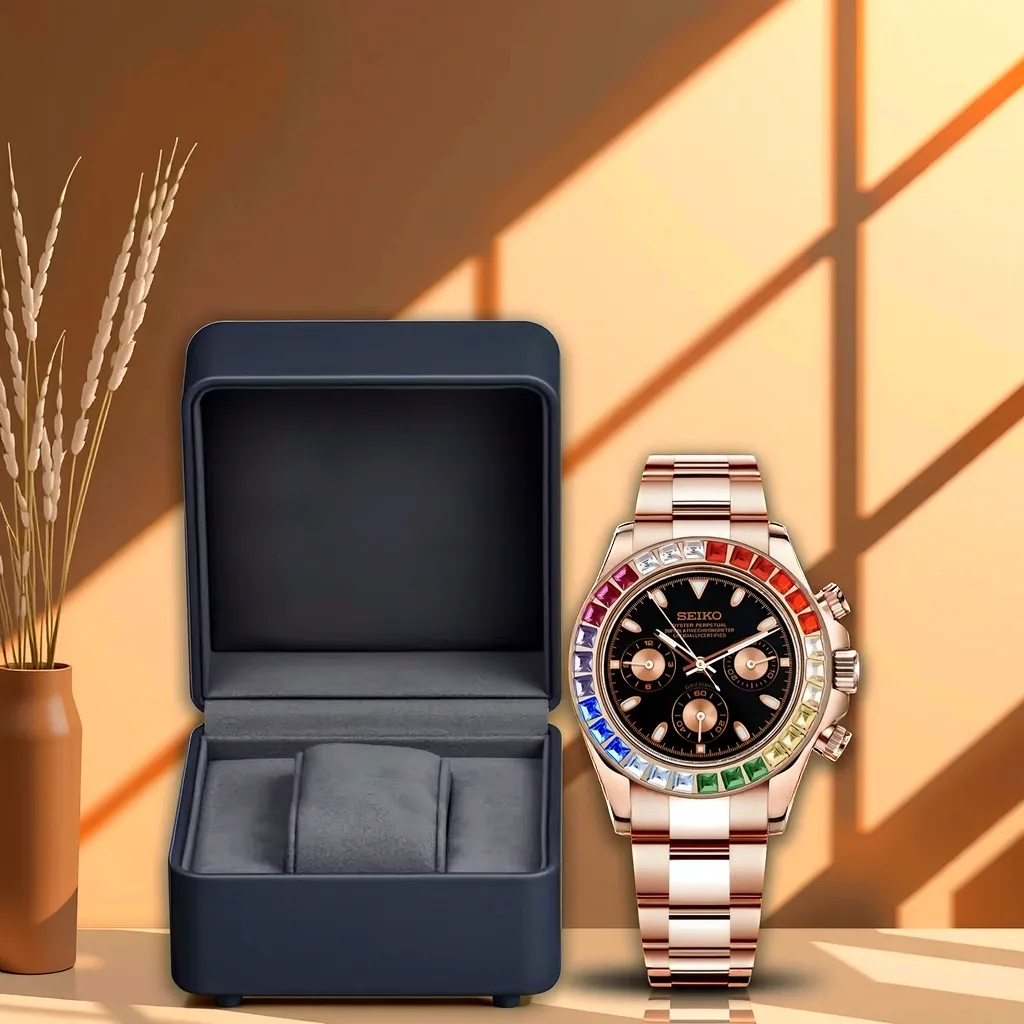 Seiko Mod Daytona - Or Rose - Rainbow Diamond avec boite