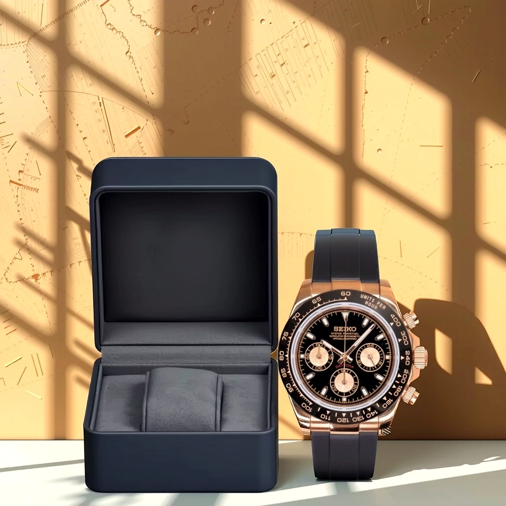 Seiko Mod Daytona – Or Rose & Noir – Chronographe VK63 – Verre Saphir – Image 2