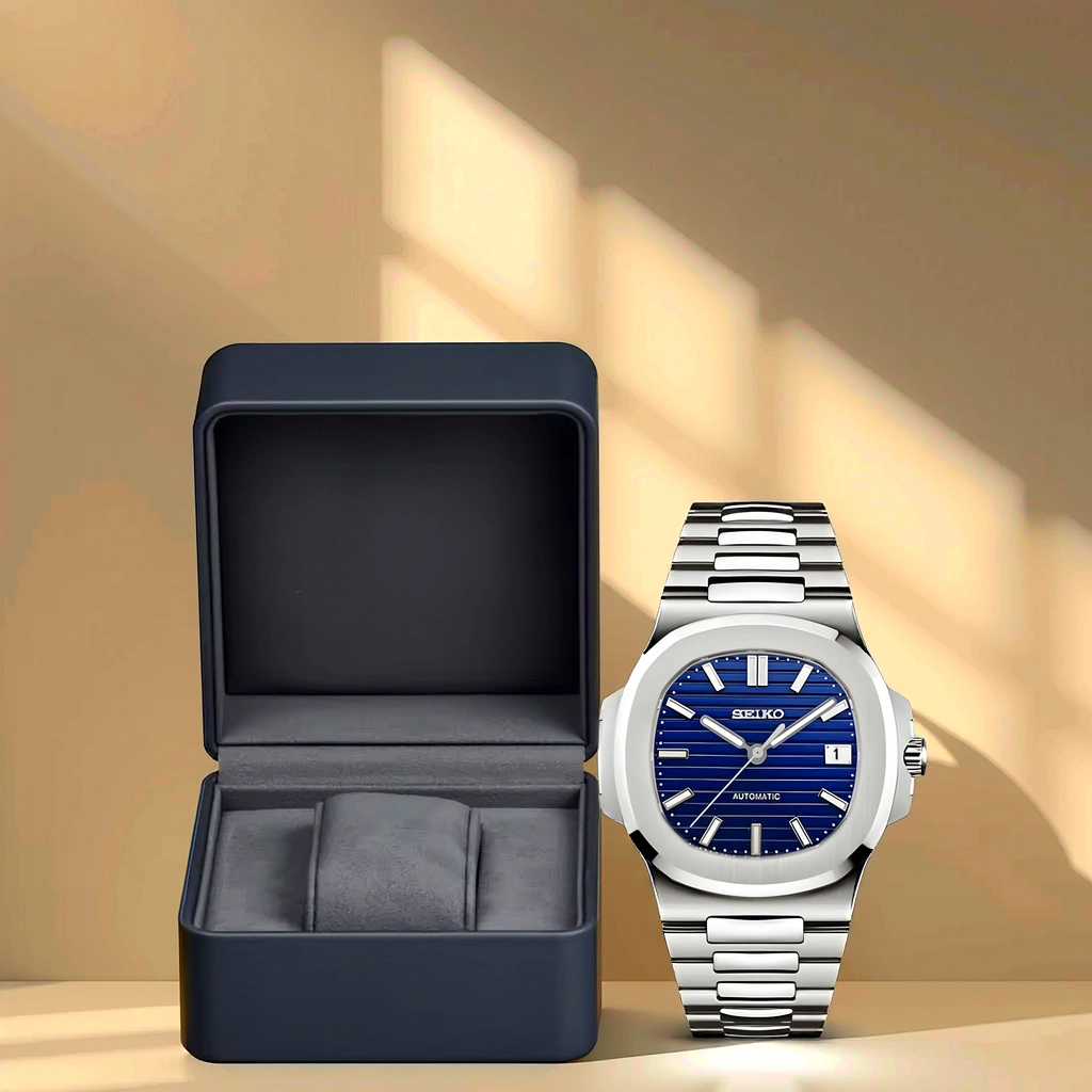 Seiko Mod Nautilus - Acier - Cadran Bleu avec boite