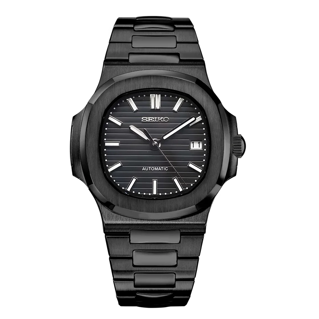 Seiko Mod Nautilus – Acier – Full Black – Automatique NH35 – Verre Saphir