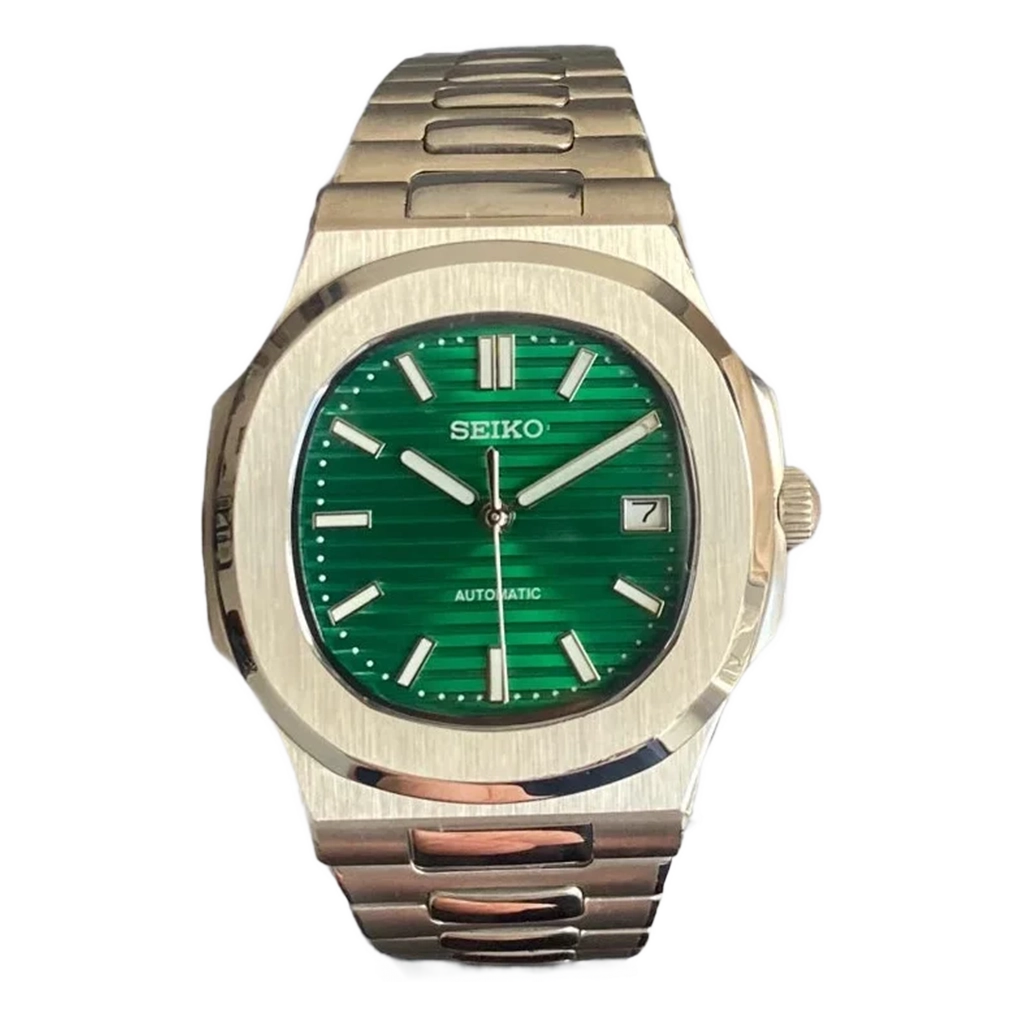 Seiko Mod Nautilus – Or – Cadran Vert – Automatique NH35 – Verre Saphir
