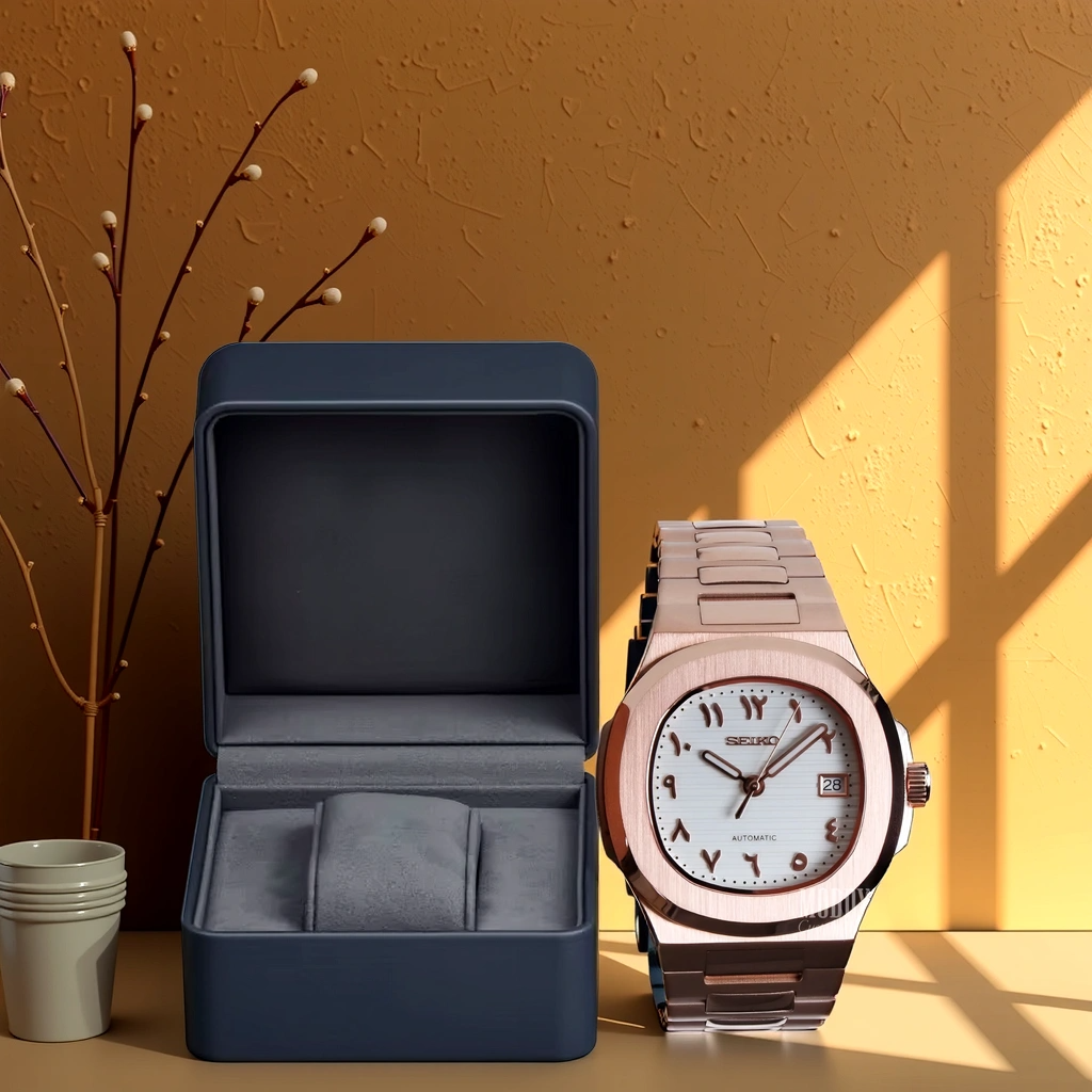 Seiko Mod Nautilus - Or Rose - Cadran Blanc avec boite