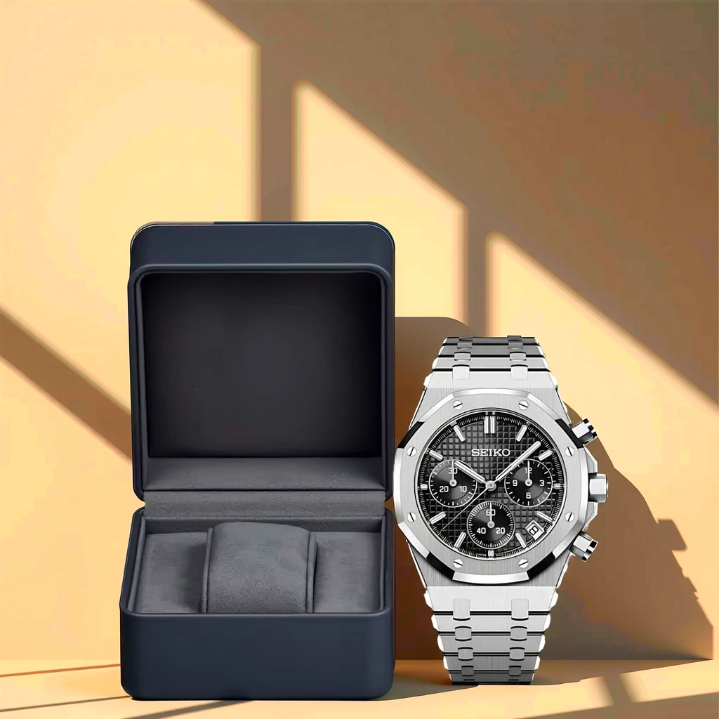 Seiko Mod Royal Oak - Or Rose - Cadran Noir avec boite