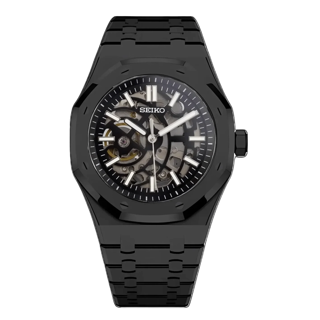 Seiko Mod Royal Oak – Skeleton – Full Black – Automatique NH71 – Verre Saphir