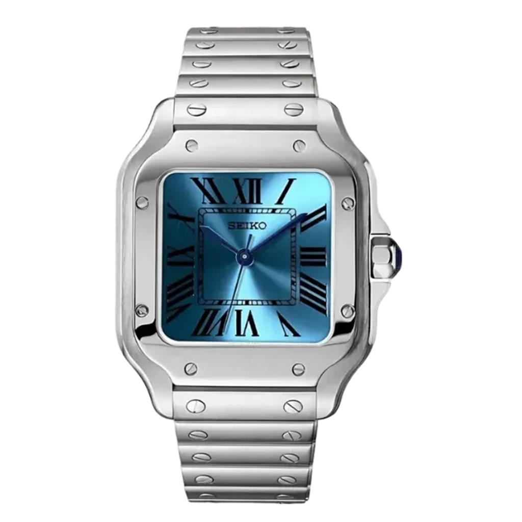 Seiko Mod Santos – Azure Bleu – Automatique NH35 – Verre Saphir