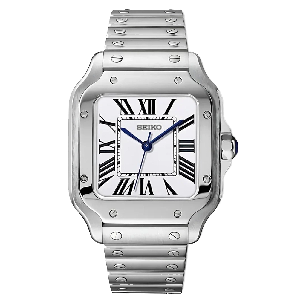 Seiko Mod Santos – Blanc – Automatique NH35 – Verre Saphir