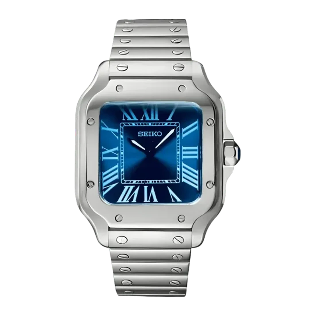 Seiko Mod Santos – Bleu Nuit – Automatique NH35 – Verre Saphir