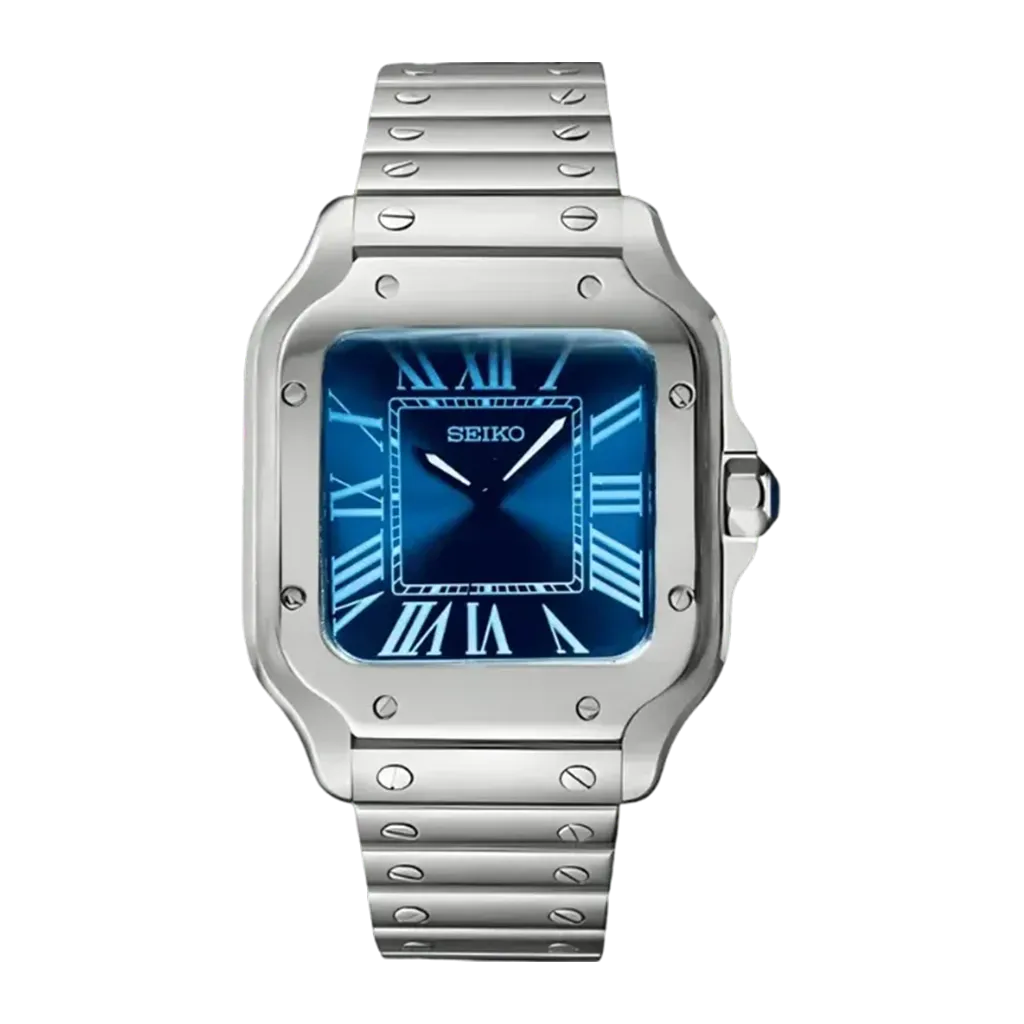 Seiko Mod Santos – Bleu Nuit – Automatique NH35 – Verre Saphir