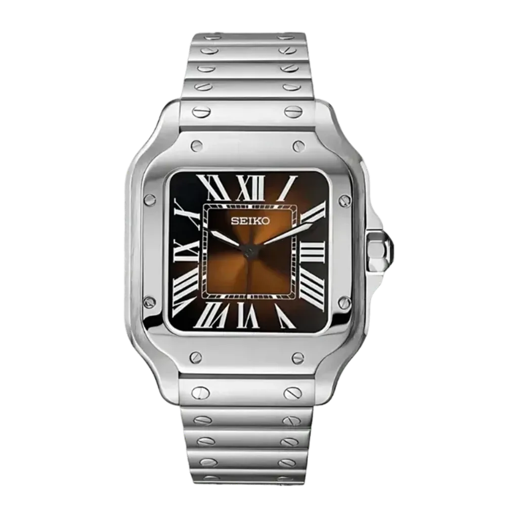 Seiko Mod Santos – Marron – Automatique NH35 – Verre Saphir
