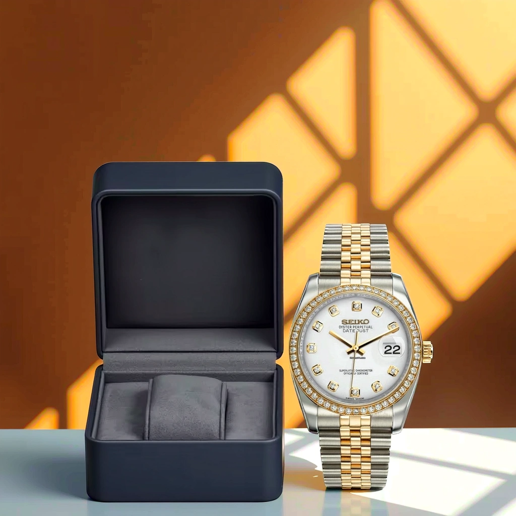 Seiko Mod - Datejust - Chiffre Romain - Or & Acier & diamant avec boite